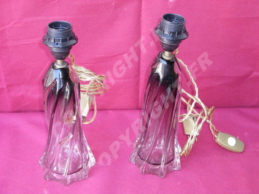 SCHNEIDER PIERRE ANCIENNE PAIRE DE LAMPE EN CRISTAL Décoration