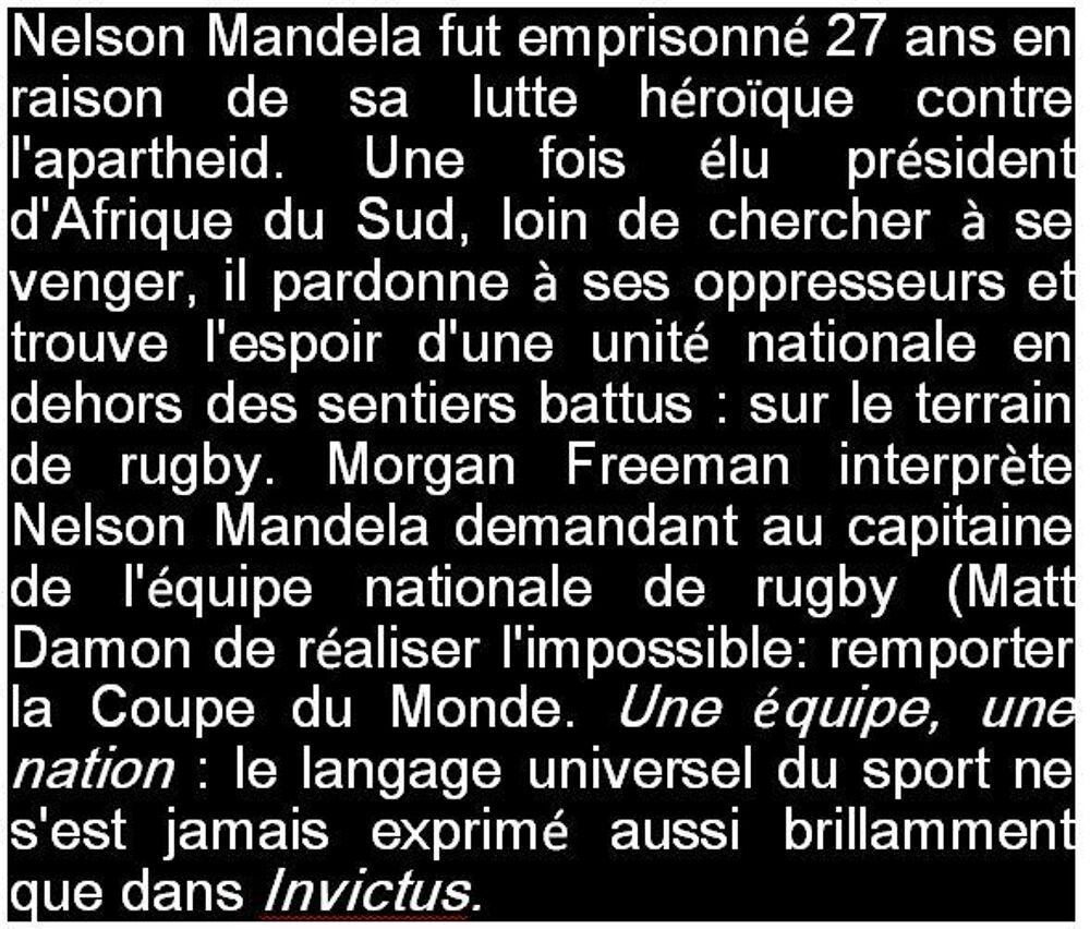 DVD INVICTUS DVD et blu-ray