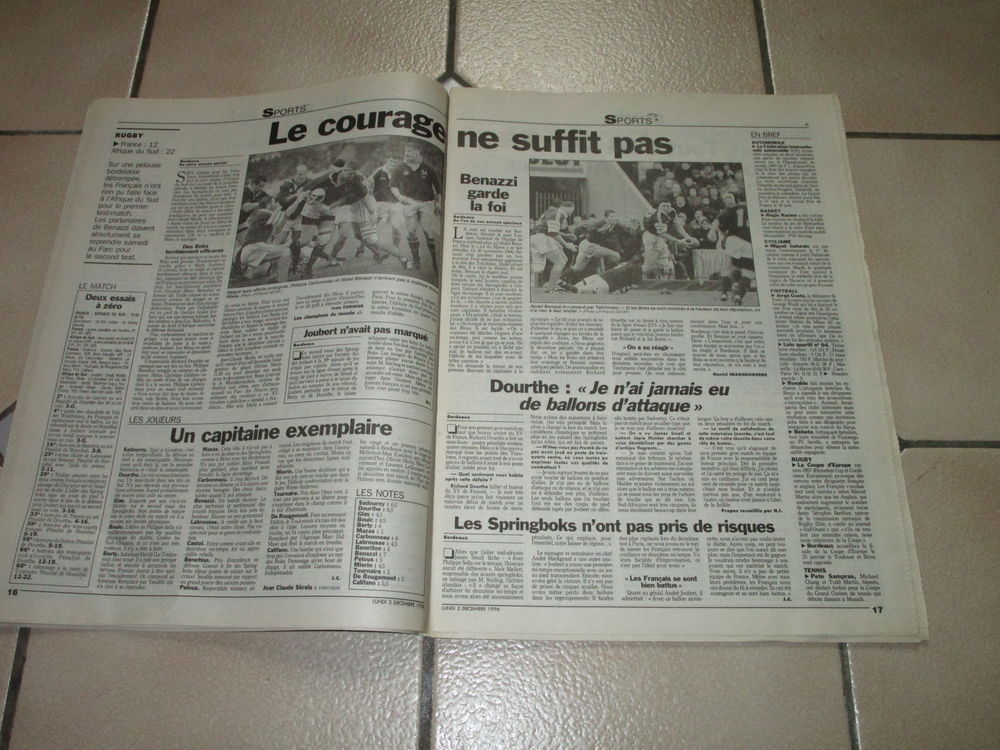 JOURNAL 1996"FRANCE GAGNE COUPE DAVIS" NOAH-FORGET-PIOLINE 