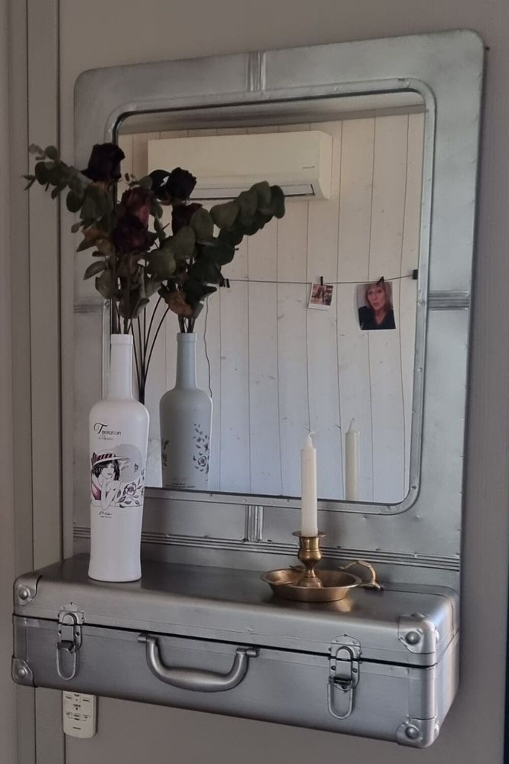Miroir vintage sur ch&acirc;ssis metallique Décoration
