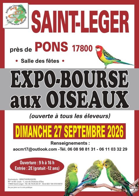 Bourse aux oiseaux le 27 septembre 2026 2 17800 Saint-léger