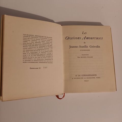 Les oraisons amoureuses de Jeanne Aurélie Grivolin 60 Saumur (49)
