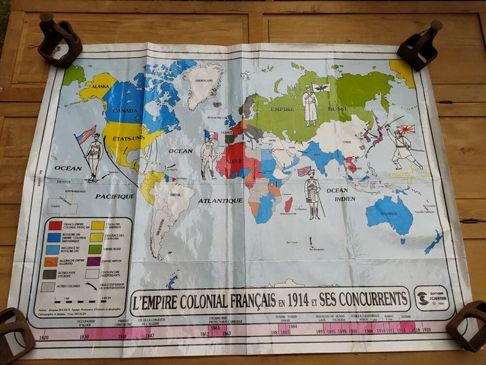 Carte scolaire l'Empire Colonial Fran&ccedil;ais en 1914 