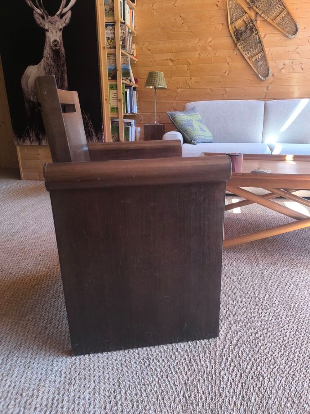 Fauteuil bois avec assise cuir Meubles