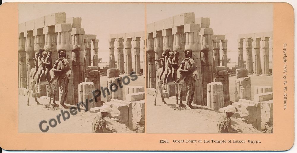 &Eacute;GYPTE Temple of Luxor Photographie St&eacute;r&eacute;o Kilburn ca1880 