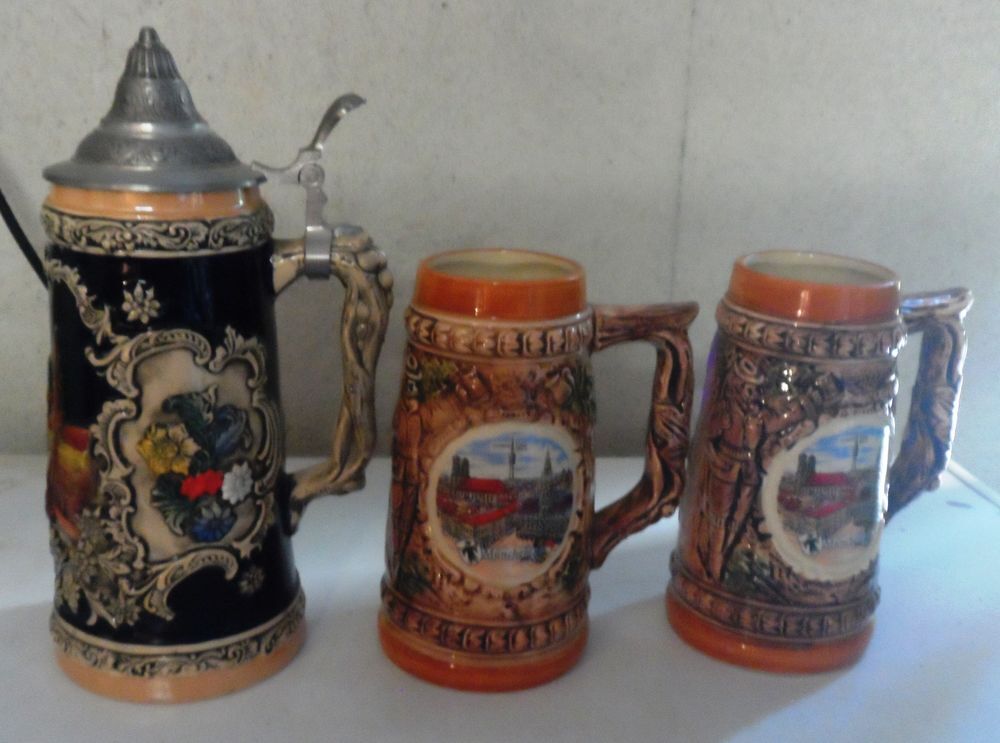 1 Grande chope &agrave; bi&egrave;re grand mod&egrave;le M&uuml;nchen en gr&eacute;s polychro Cuisine