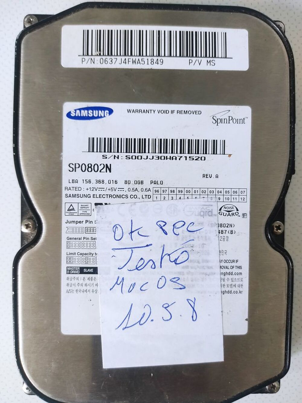 Disque dur avec Mac os X 10.5.8 PPC
Matériel informatique