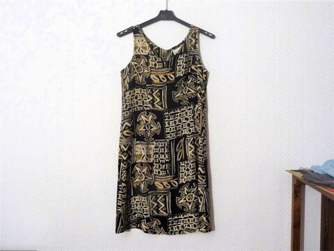 Robe Cintr�e Mi Longue 100% Viscose Bleu Marine Beige- Canda 12 Paris 15 (75)