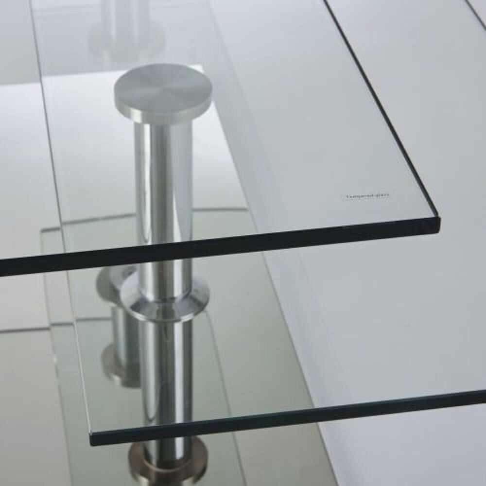 Table de salon contemporaine carr&eacute;e en verre tremp&eacute; Meubles