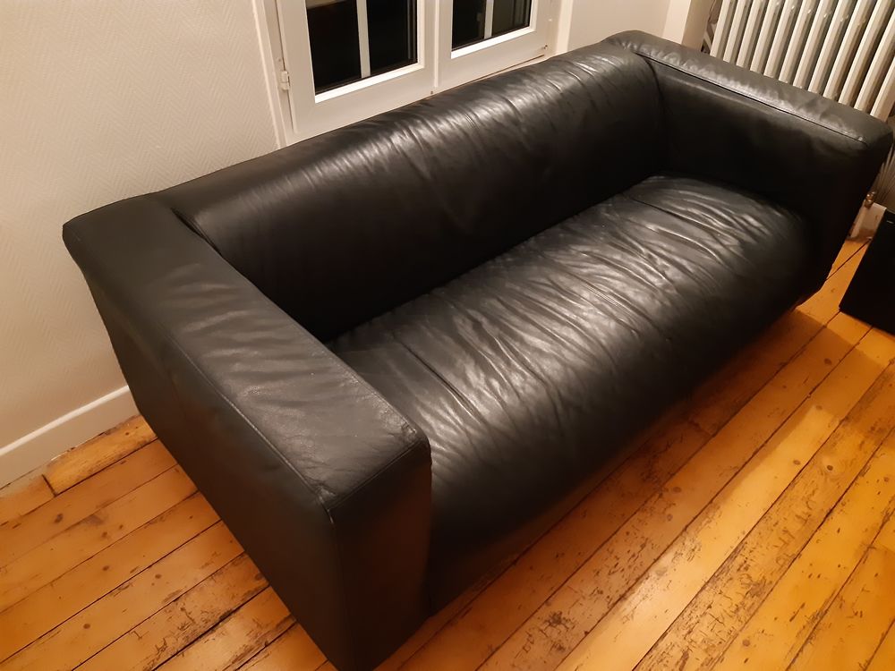 CANAPE CUIR NOIR 3 PLACES Meubles