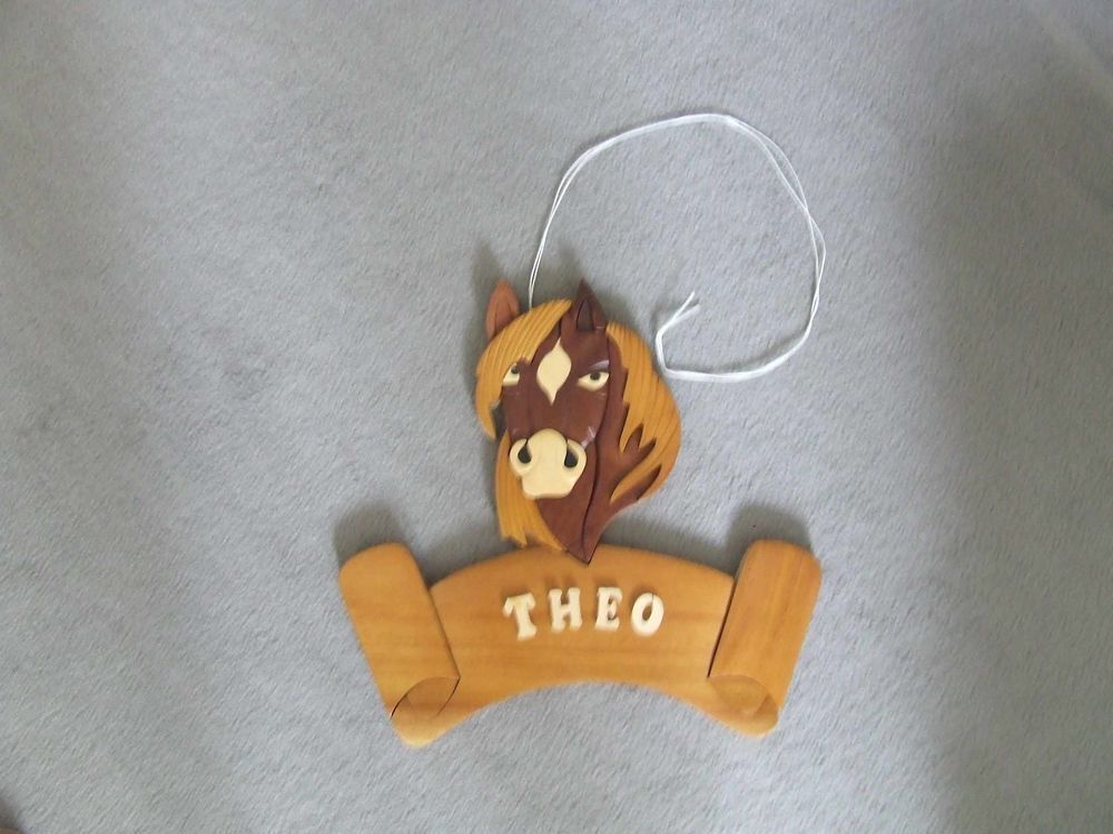 D&eacute;coration t&ecirc;te de cheval avec pr&eacute;nom (Th&eacute;o) TBE Décoration