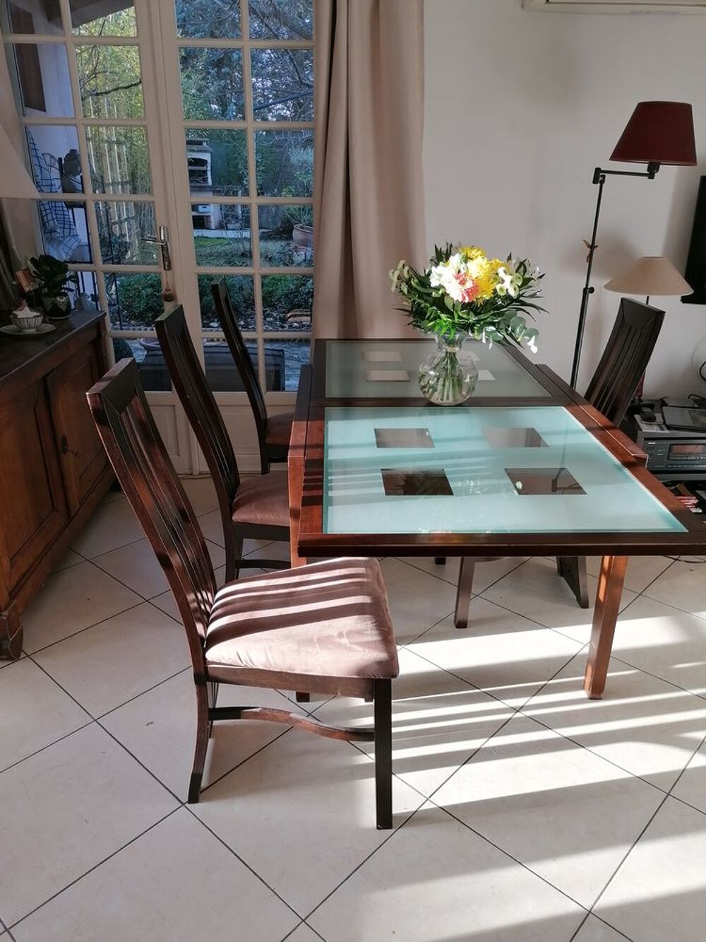 Table &agrave; d&icirc;ner Extensible + 4 chaises Meubles