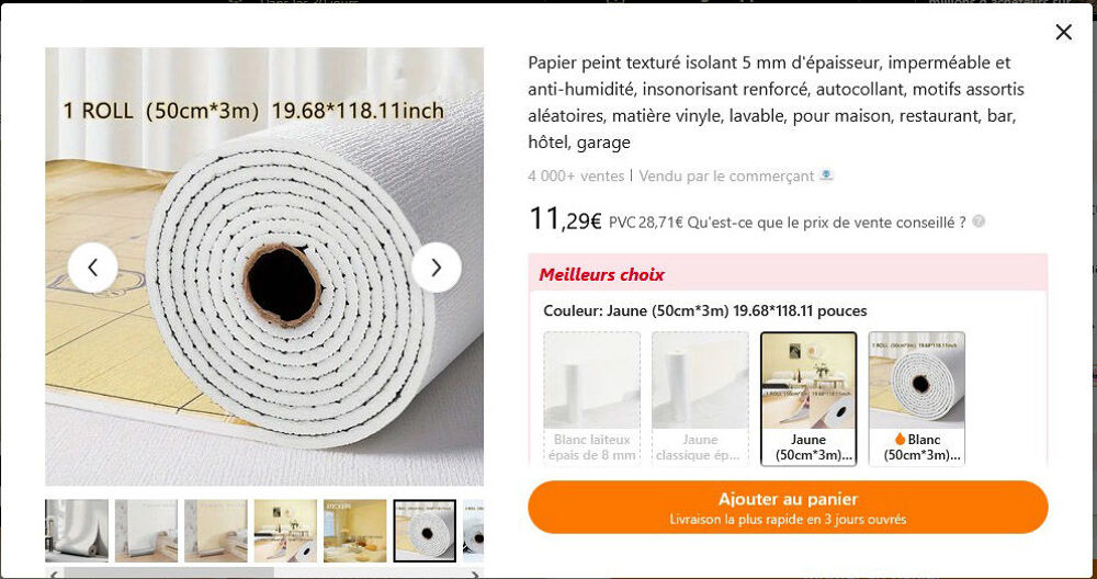 papier peint en lin isolant adh&eacute;sif Décoration