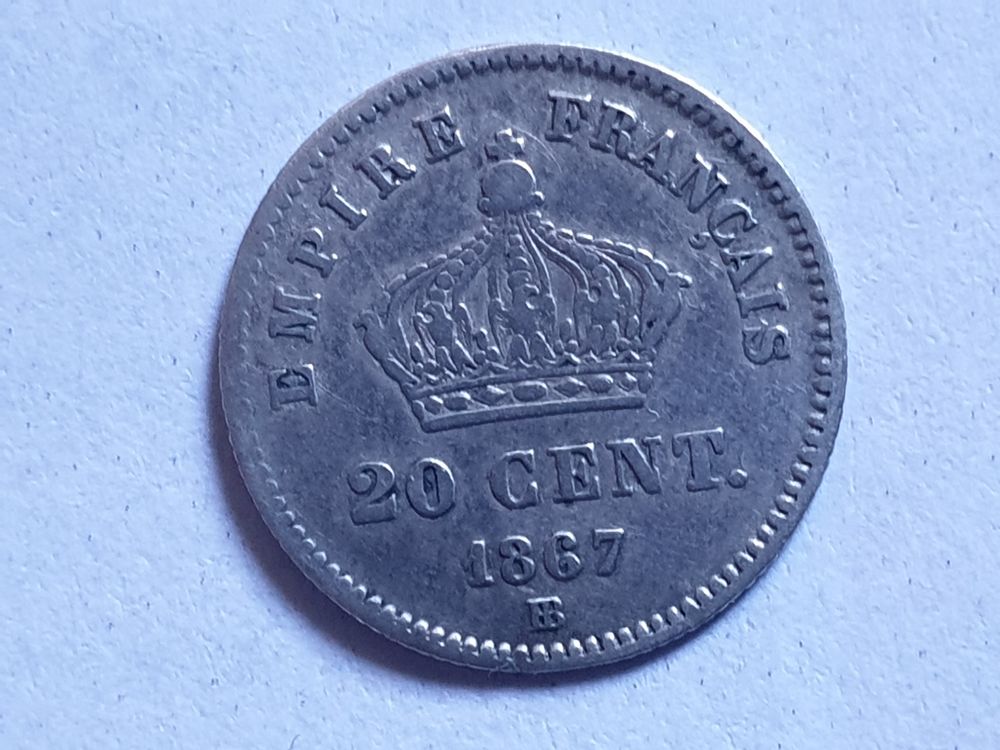 Pi&egrave;ce 20 centimes Napol&eacute;on III 1867BB 