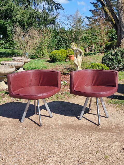 2 fauteuils design marron 60 Avermes (03)
