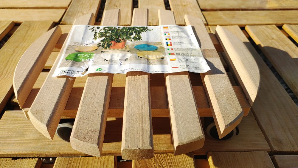 Porte Plante sur Roulettes en Bois Massif - Neuf Décoration