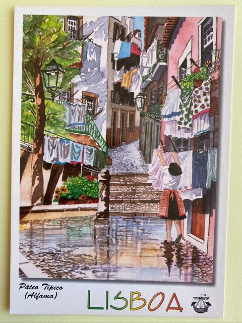Carte Postale Quartier Typique Alfama_Aquarelle de LISBOA_PO 3 Jou-ls-Tours (37)