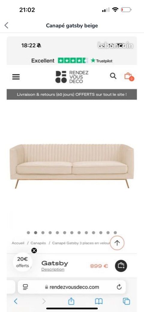 canap gatsby 350 Alfortville (94)