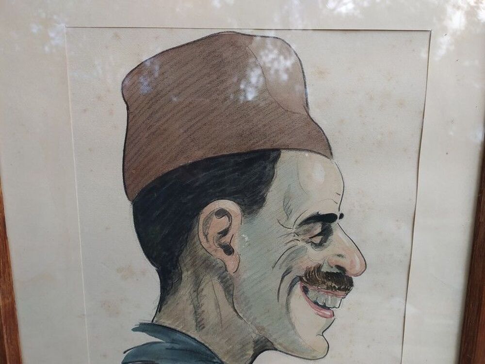 Dessin Caricature Portrait Homme Afrique du Nord Hans Kleiss 
