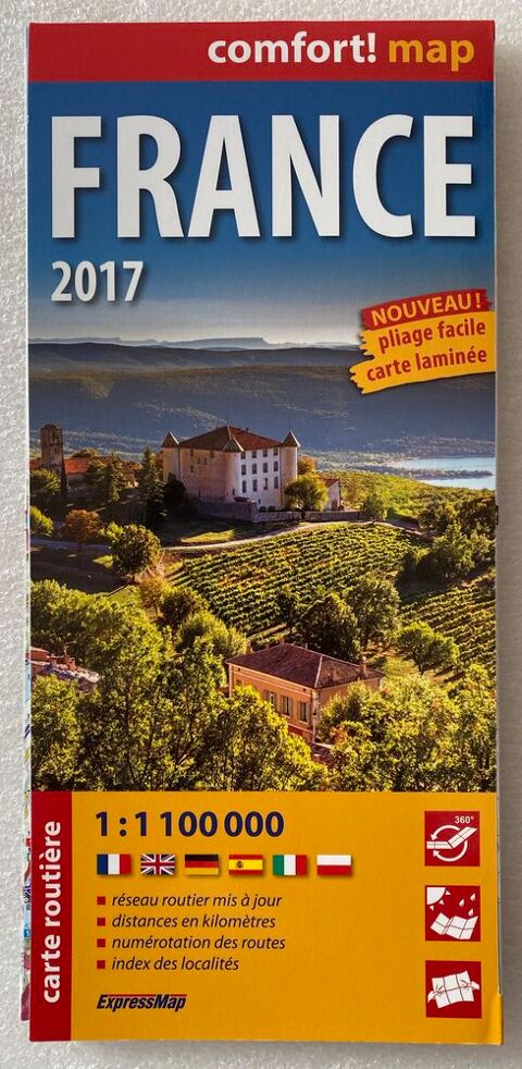 carte routiere FRANCE 2017 (comfort !map, lamine) 10 Jou-ls-Tours (37)