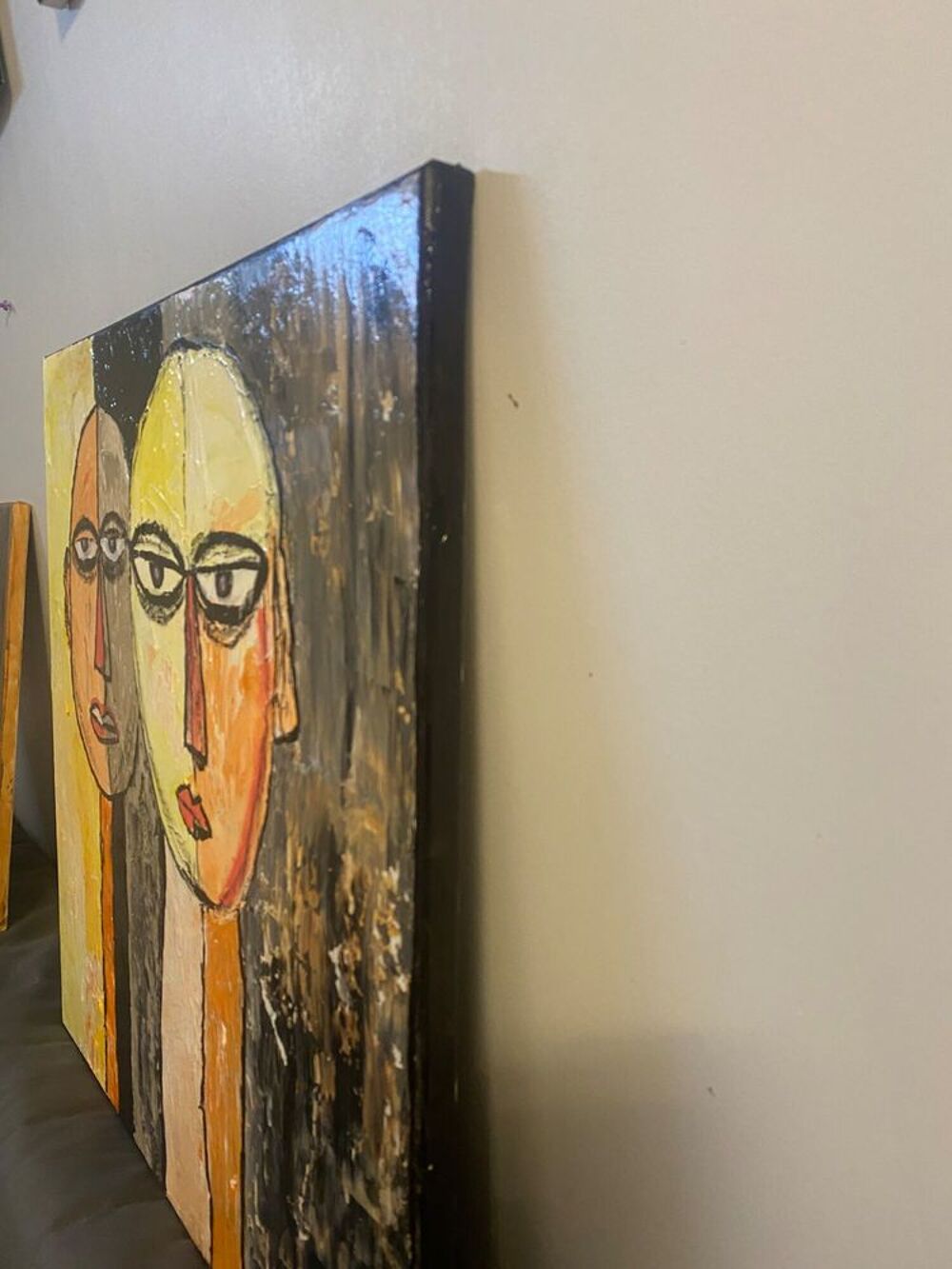 Tableau original Art Brut ? Peinture au couteau 50x50 Décoration