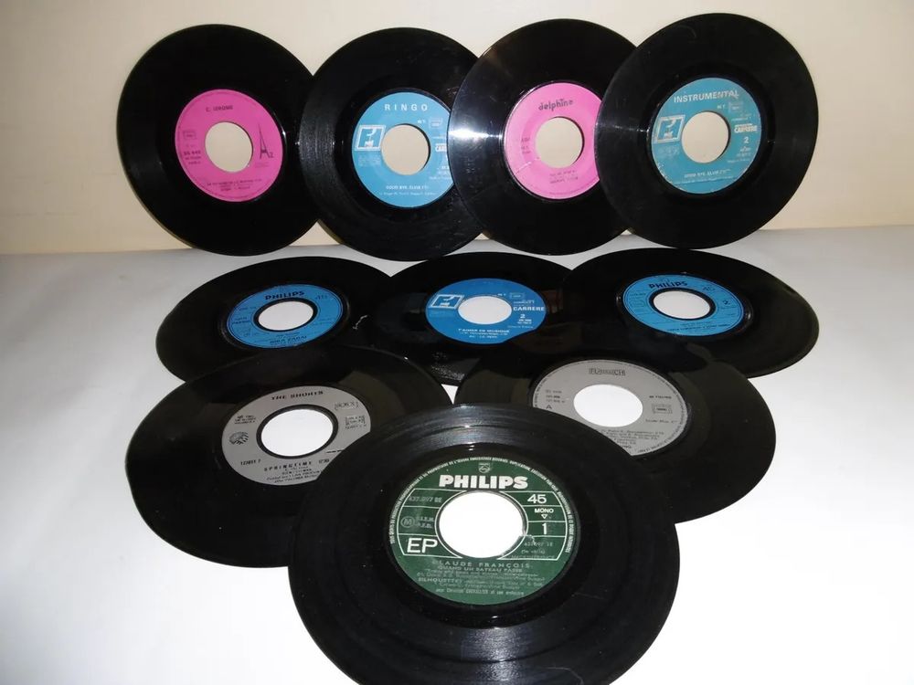 10 Disques Vinyles 45 tours pour la D&eacute;coration Dcoration
