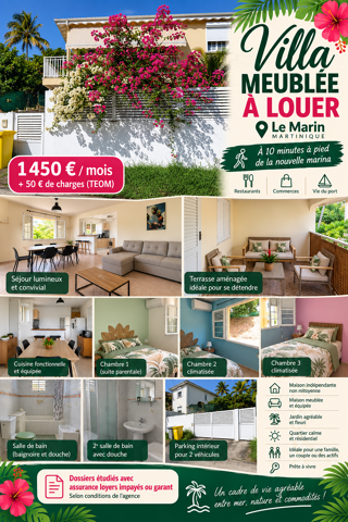  Villa à louer 4 pièces 75 m² Le marin