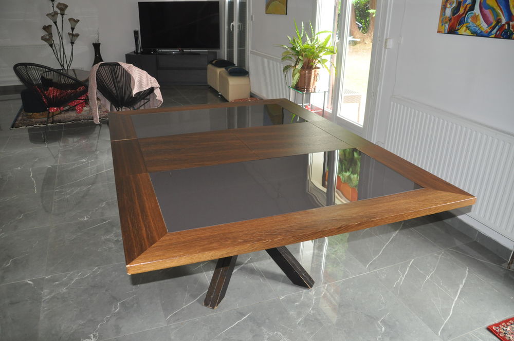 Table salon verre fume bois Meubles