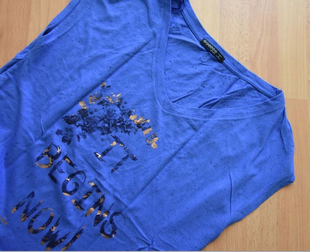 NEUF. Taille: S. Tee shirt bleu et dor&eacute;. Bonobo. NEUF Vtements