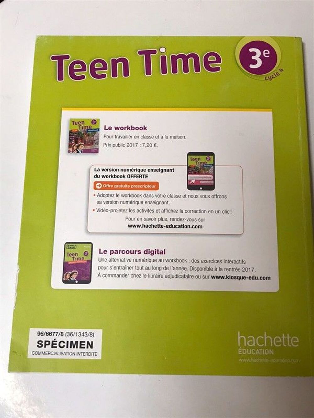 Workbook Anglais Teen Time 3&egrave;me Livres et BD
