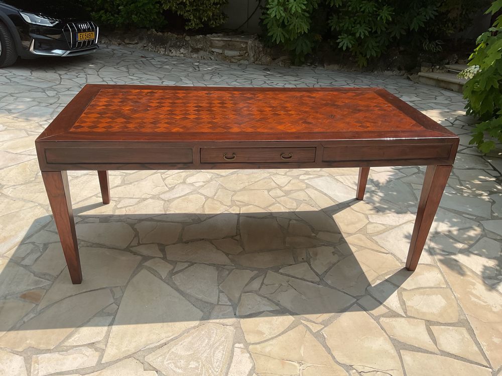 grand bureau bois massif et marqueterie exotique Meubles
