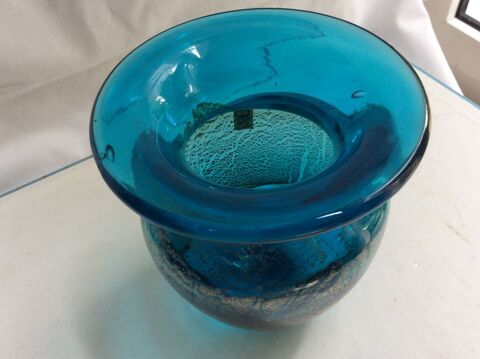 Vase verre soufflé Midna Glass Malta ton bleu 40 Gif-sur-Yvette (91)