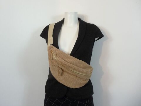 Sac Banane Velours Beige 2 Poches Zippes et Sangle Rglable 35 Paris 15 (75)