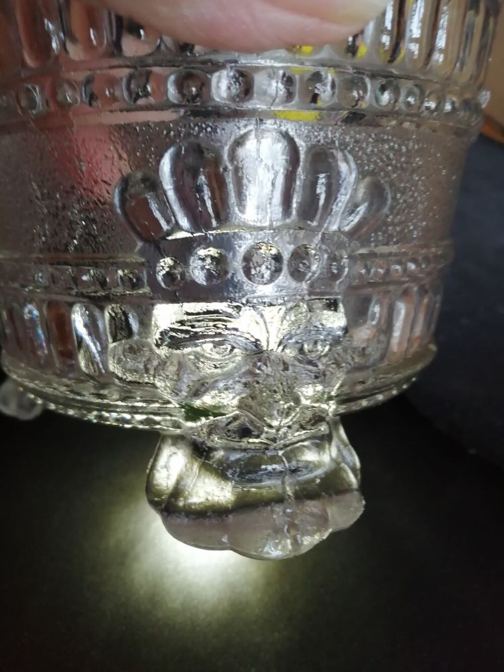 Ancien confiturier en verre 19&egrave;me &eacute;poque Charles X
