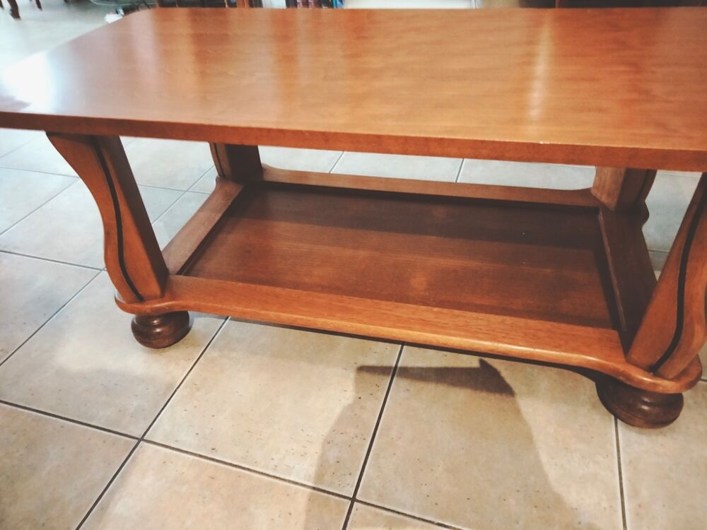 Table basse bois avec plateau inf&eacute;rieur pour rangement Meubles