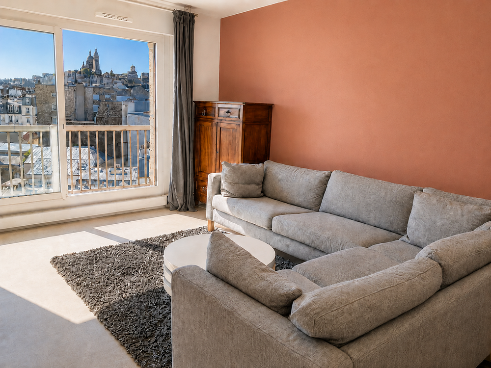 Vente Appartement 47 m²   Dernier étage avec ascenseur   2 balcons   Vue Paris 18