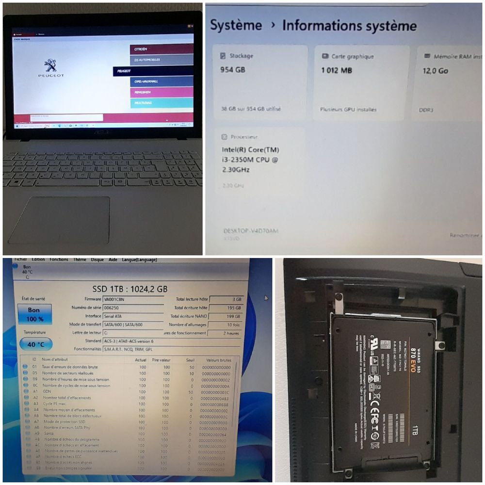 ORDINATEUR PC PORTABLE ASUS Win11 avec ou sans Diag Matériel informatique