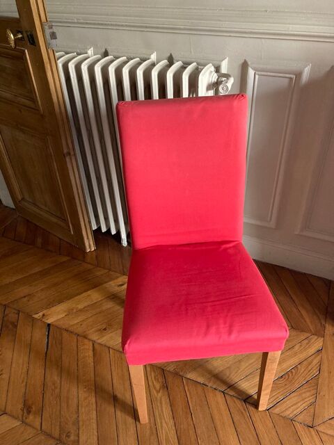 Chaise bois tissu rouge 40 Paris 6 (75)