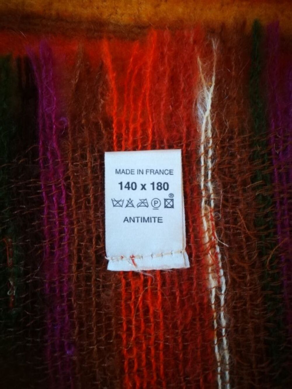 PLAID BRUN DE VIAN TIRAN 100% MOHAIR Décoration