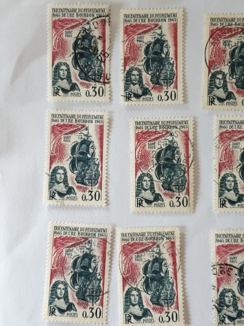 Timbre france Tricentenaire de l'ile Boubon - lot 0.70 euro 