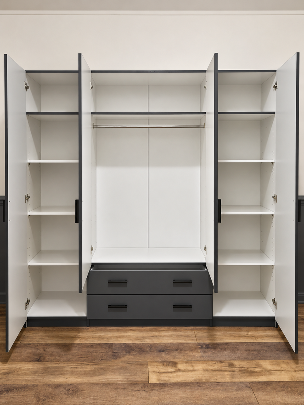 Magnifique dressing XXL ? 4 portes, 3 tiroirs ? Gris anthrac Meubles