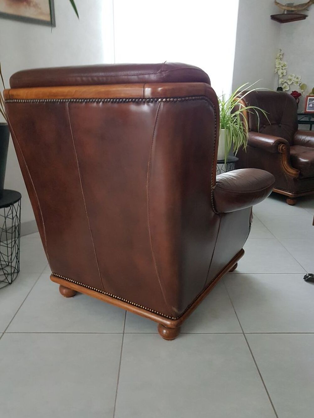 salon en cuir marron Meubles