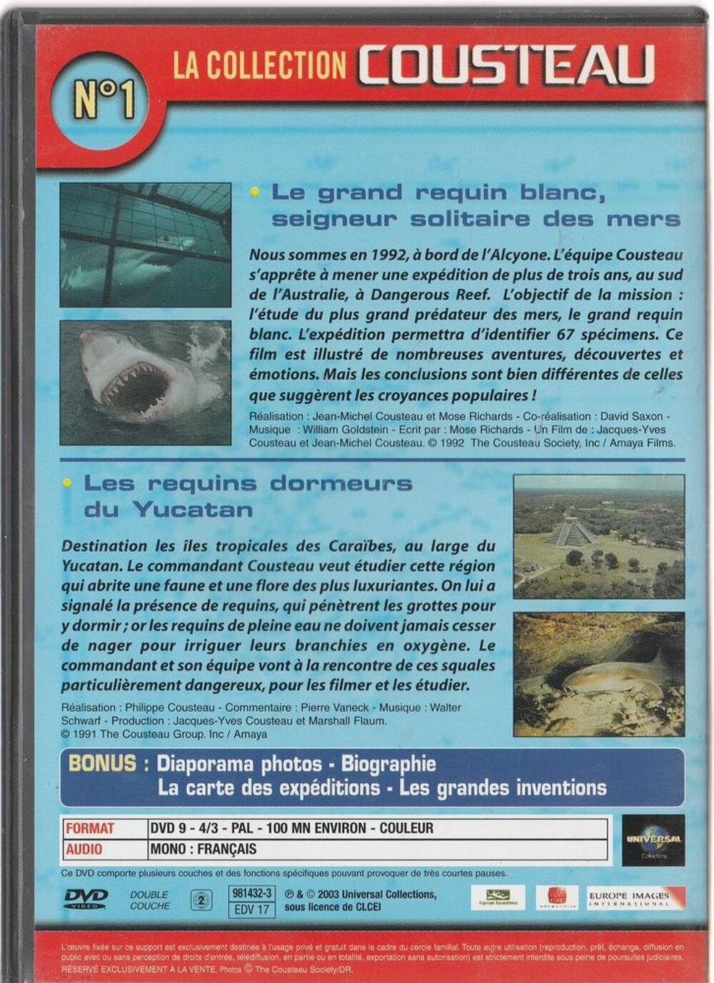 La collection Cousteau DVD N&deg;1 DVD et blu-ray