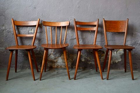 S�rie de 4 chaises style vintage scandinave d�pareill�es mix 400 Wintzenheim (68)