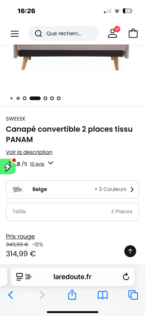 Canap convertibles 2 place tissu SWEEEK 250 Montreuil (93)
