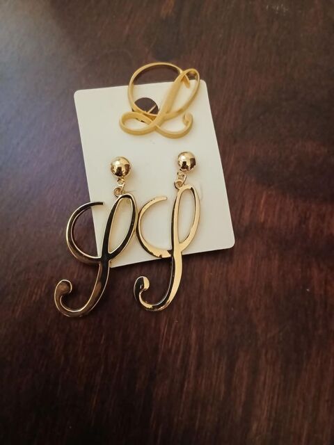  Boucles  d'oreilles + broche lettre L N° 1392 5 Beaune (21)