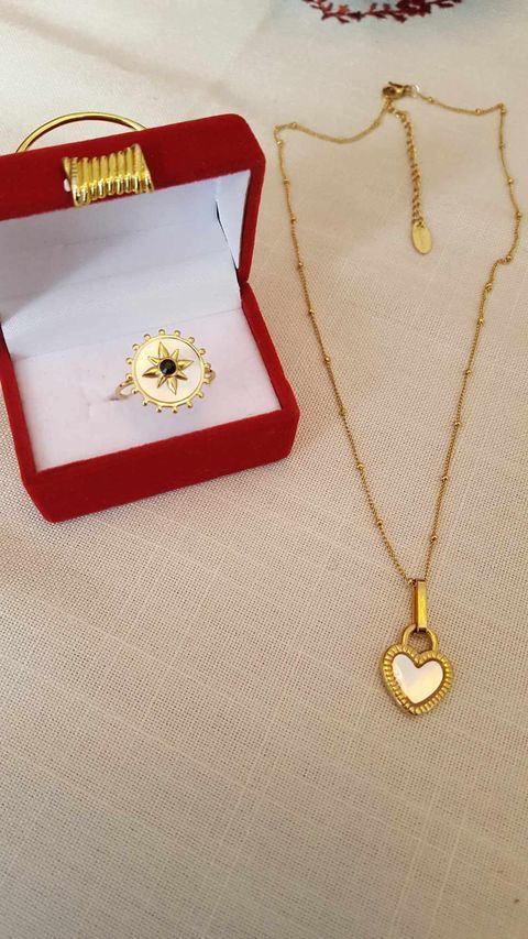  Bague, jonc Etoile Victorienne, collier c?ur nacré or fin 20 Beaune (21)