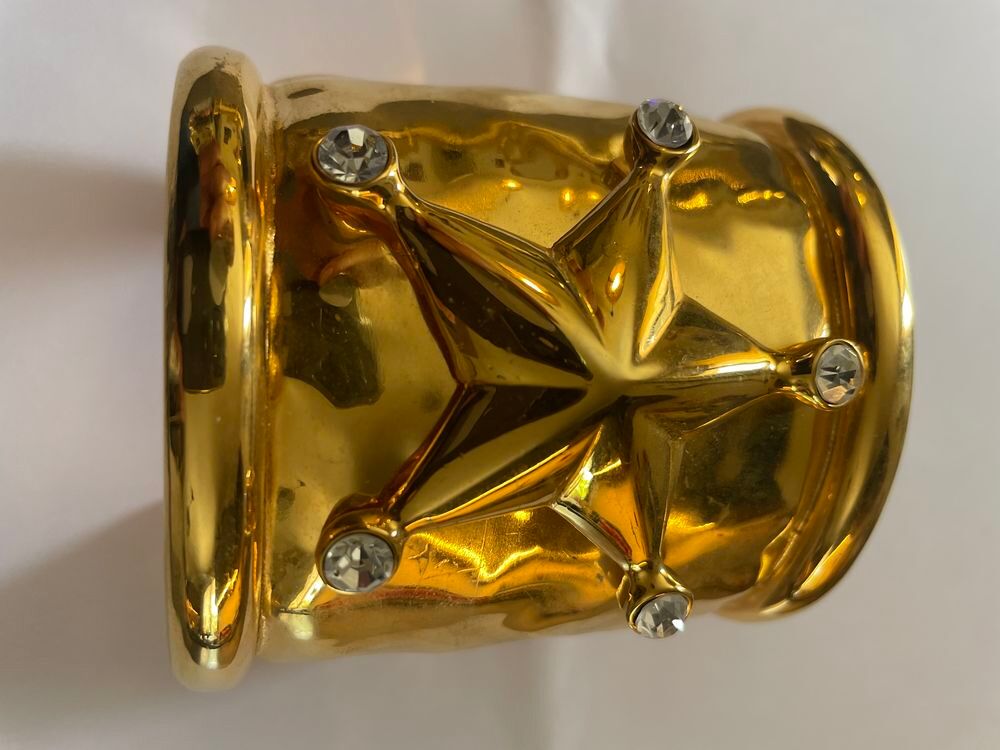 Bracelet manchette rigide dor&eacute; &eacute;toile strass Ines Fresange Bijoux et montres