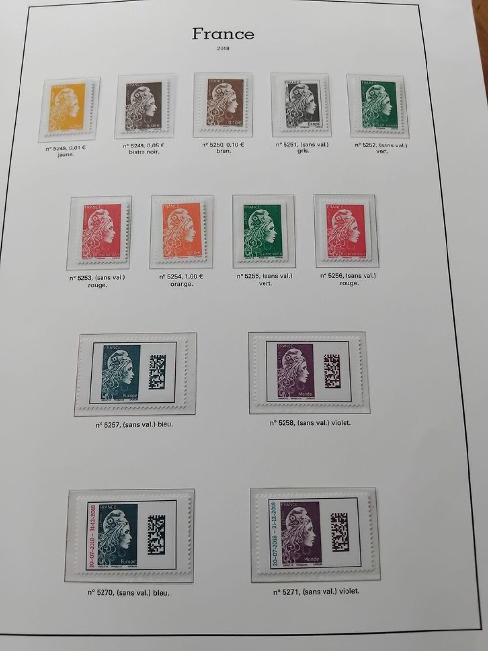Timbres ann&eacute;e 2018 compl&egrave;te neuve 