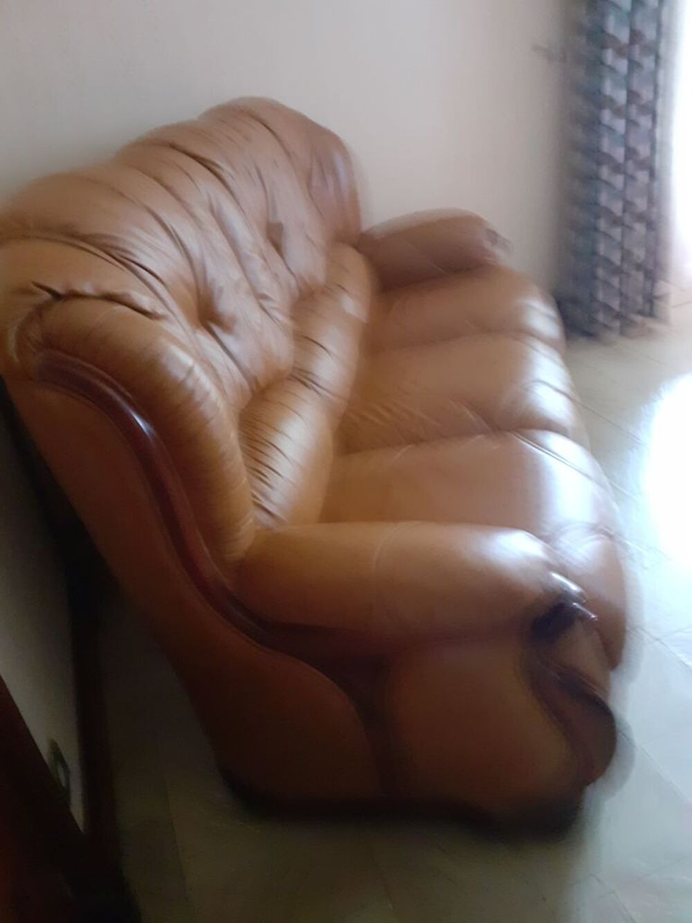 CANAPE 3 PLACES CUIR VACHETTE MARRON CLAIR 3 PLACE T B ETAT Meubles